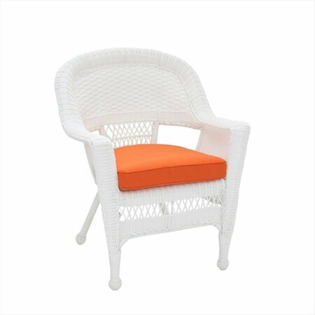 PROPATION White Resin Wicker Chair With Orange Cushion - 29.5 x 26 x 36 in. PR3012841